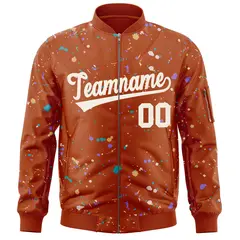 Orange Cream Splash Graffiti Varsity Full-Zip Letterman Jacket 3