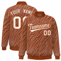 Orange Cream Tiger Stripes Graffiti Bomber Varsity Jacket
