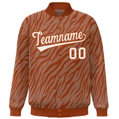 Orange Cream Tiger Stripes Graffiti Bomber Varsity Jacket 3