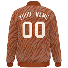 Orange Cream Tiger Stripes Graffiti Bomber Varsity Jacket 4