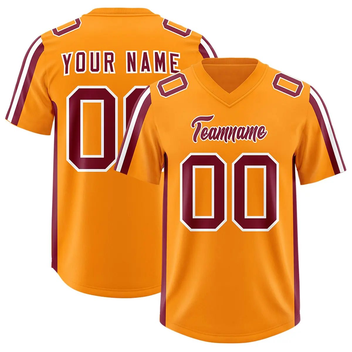 Orange Crimson and White Side Stripe Football Jersey