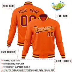 Orange Crimson-Gold Varsity Full-Snap Letterman Jacket 4