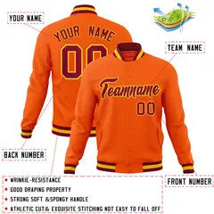 Orange Crimson-Gold Varsity Full-Snap Letterman Jacket 4