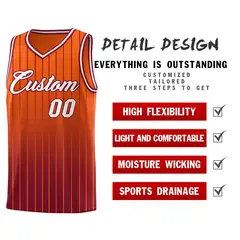 Orange Crimson Gradient Stripe Basketball Jersey 2