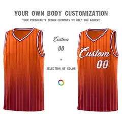 Orange Crimson Gradient Stripe Basketball Jersey 3