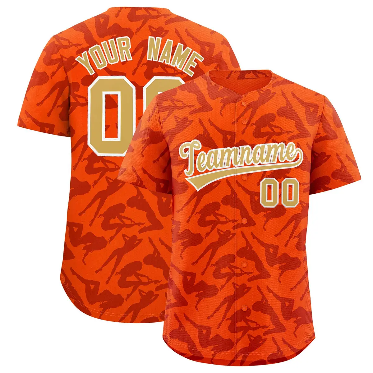 Orange Crimson Playboy Graffiti Pattern Baseball Jersey