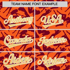 Orange Crimson Playboy Graffiti Pattern Baseball Jersey 3