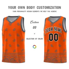 Orange Dark Gray Cashew Pattern Basketball Jersey 17