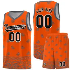 Orange Dark Gray Cashew Pattern Basketball Jersey 22