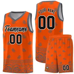 Orange Dark Gray Cashew Pattern Basketball Jersey 29