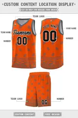 Orange Dark Gray Cashew Pattern Basketball Jersey 33