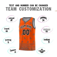 Orange Dark Gray Cashew Pattern Basketball Jersey 39
