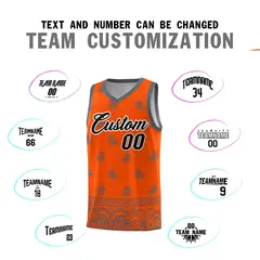 Orange Dark Gray Cashew Pattern Basketball Jersey 4