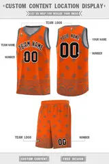 Orange Dark Gray Cashew Pattern Basketball Jersey 40