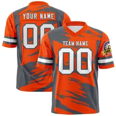 Orange Dark Gray Scratch Pattern Authentic Football Jersey 1
