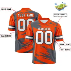 Orange Dark Gray Scratch Pattern Authentic Football Jersey 2