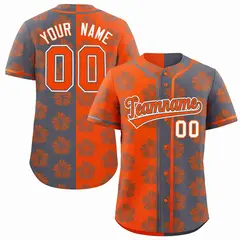 Orange Dark Gray Split Flower Graffiti Baseball Jersey 1