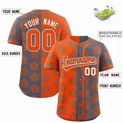Orange Dark Gray Split Flower Graffiti Baseball Jersey 2