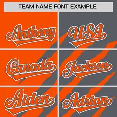 Orange Dark Gray Tiger Claw Scratch Split Baseball Jersey 3