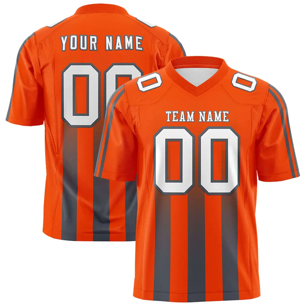 Orange Dark Gray Vertical Fine Stripe Gradient Football Jersey