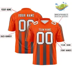 Orange Dark Gray Vertical Fine Stripe Gradient Football Jersey 2