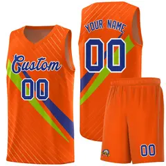 Orange Diagonal Pinstripe Color Block Basketball Jersey 1