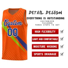 Orange Diagonal Pinstripe Color Block Basketball Jersey 2
