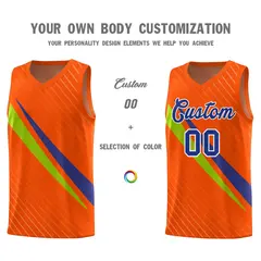 Orange Diagonal Pinstripe Color Block Basketball Jersey 3