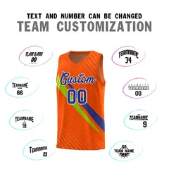 Orange Diagonal Pinstripe Color Block Basketball Jersey 4