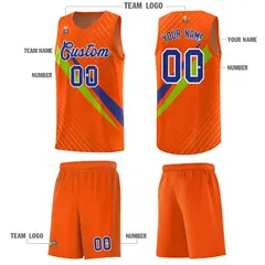 Orange Diagonal Pinstripe Color Block Basketball Jersey 5