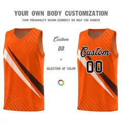 Orange Diagonal Pinstripe Color Block Basketball Jersey 3