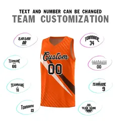 Orange Diagonal Pinstripe Color Block Basketball Jersey 4