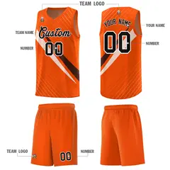 Orange Diagonal Pinstripe Color Block Basketball Jersey 5