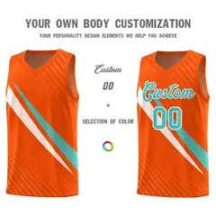 Orange Diagonal Pinstripe Color Block Basketball Jersey 3