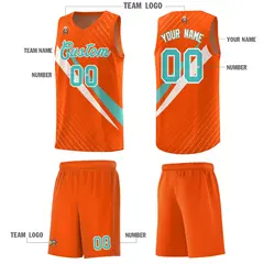 Orange Diagonal Pinstripe Color Block Basketball Jersey 5