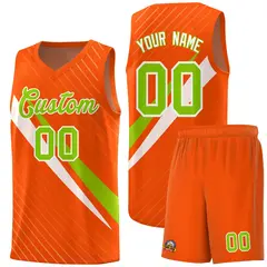 Orange Diagonal Pinstripe Color Block Basketball Jersey 1