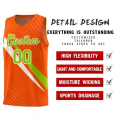 Orange Diagonal Pinstripe Color Block Basketball Jersey 2