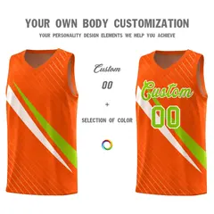 Orange Diagonal Pinstripe Color Block Basketball Jersey 3