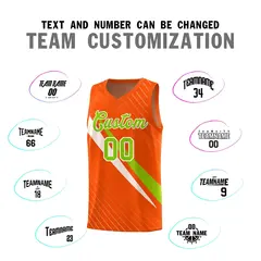 Orange Diagonal Pinstripe Color Block Basketball Jersey 4
