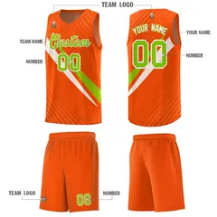 Orange Diagonal Pinstripe Color Block Basketball Jersey 5