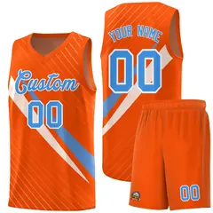 Orange Diagonal Pinstripe Color Block Basketball Jersey 1