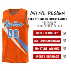 Orange Diagonal Pinstripe Color Block Basketball Jersey 2