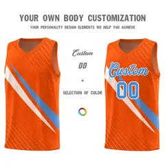 Orange Diagonal Pinstripe Color Block Basketball Jersey 3