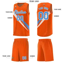 Orange Diagonal Pinstripe Color Block Basketball Jersey 5