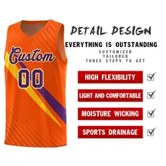 Orange Diagonal Pinstripe Color Block Basketball Jersey 2