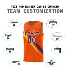 Orange Diagonal Pinstripe Color Block Basketball Jersey 4