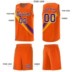 Orange Diagonal Pinstripe Color Block Basketball Jersey 5