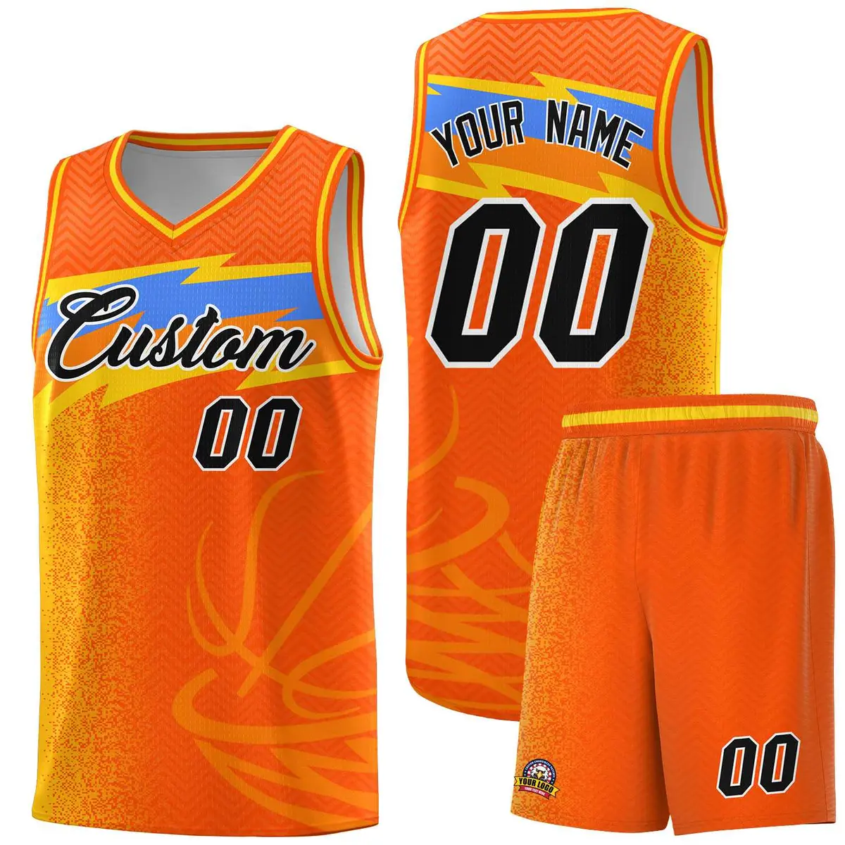 Orange Dot Scatter Graffiti Pattern Basketball Jersey