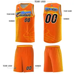 Orange Dot Scatter Graffiti Pattern Basketball Jersey 2