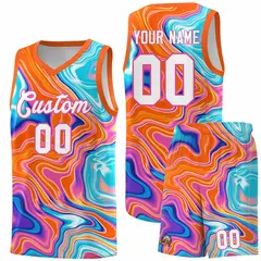 Orange Fluid Painting Pattern Basketball Jersey